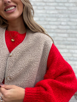Pocket Teddy Gilet / Beige
