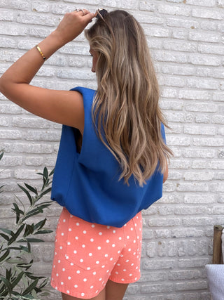 Sleeveless Shoulder Top / Cobalt Blue
