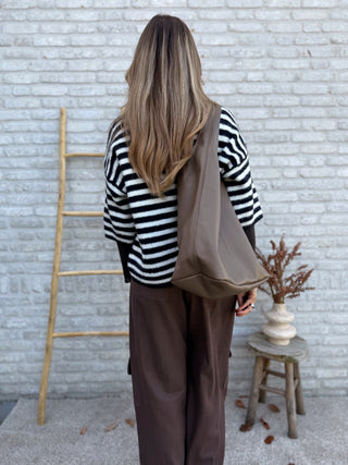 Zip Stripe Knit / Dark Blue-White
