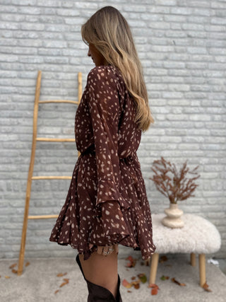 Deer Flowy Dress / Brown