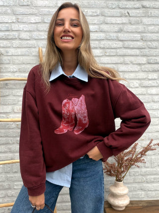 Cowboy Boots Sweatshirt / Bordeaux