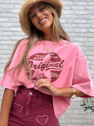 Heart Denim Shorts / Bordeaux