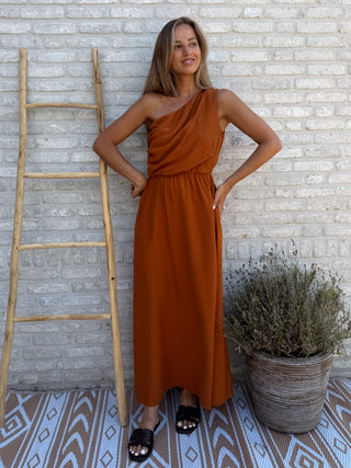 One Shoulder Dress / Rust