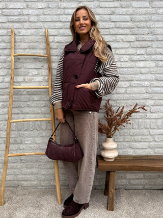 Striped Collar Knit / Beige-Camel