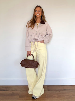 Soft Beige Detailed Bomber / Beige