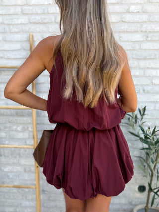 Elegance Balloon Dress / Burgundy