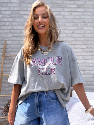 Amour Club Tee / Grey-Pink