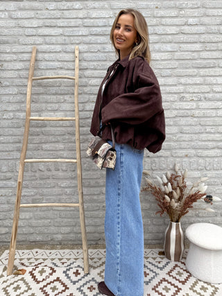 Suede Bomber Jacket / Brown