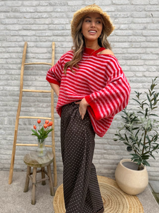 Shoulder Detail Knit / Red-Pink