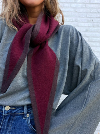 Soft Contrast Scarf / Bordeaux-Grey