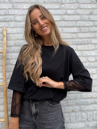 Lace Layer Blouse / Black