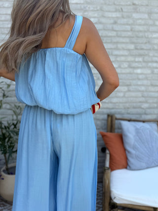Plissé Two-Piece Wide Leg / Blue
