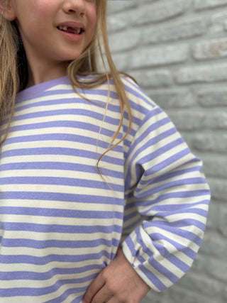 Mommy And Me Casual Striped Top / Lila-White