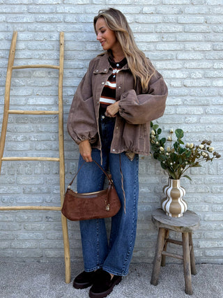 Striped Polo Knit / Brown-Rust