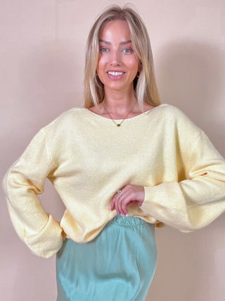 Knitted Open Back Sweater / Yellow