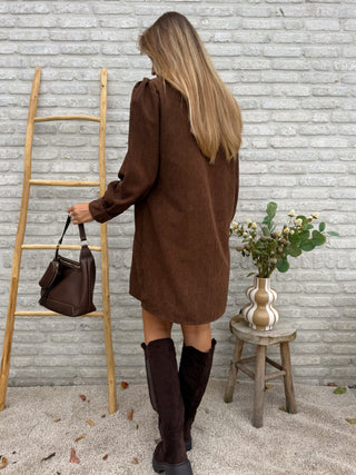 Corduroy Shirt Dress / Brown