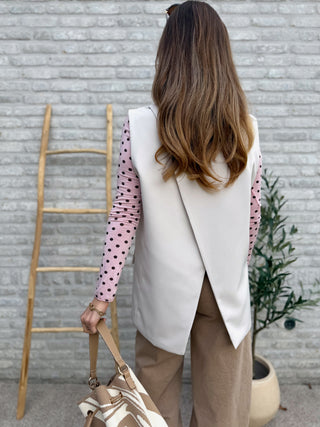 Sleeveless Tailored Blazer / Beige