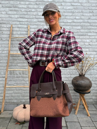 Checked Plaid Shirt / Burgundy