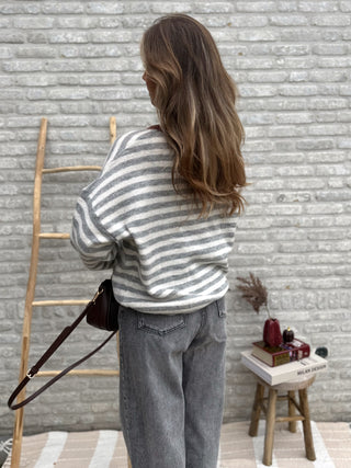Soft Stripes Knit / Grey-Bordeaux