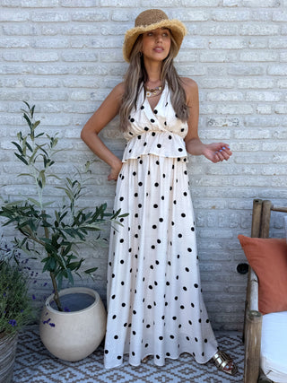 Polka Dream Two Piece Set / White-Black
