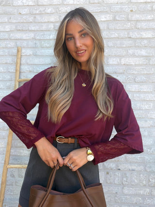 Lace Layer Blouse / Burgundy