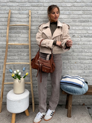 Straight Leg Trousers / Taupe
