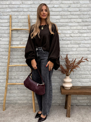 Balloon Sleeve Knit / Brown