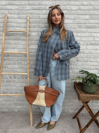 Minimal Chic Check Blazer / Grey