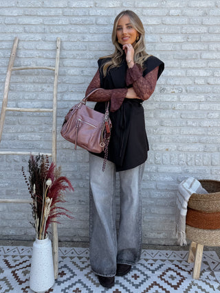 Belted Sleeveless Blazer / Black