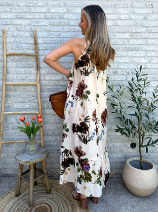 Floral Halter Maxi Dress / White