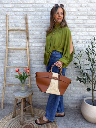 Flowy Sleeve Blouse / Olive Green