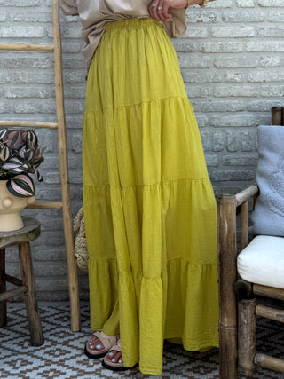 Flowy Maxi Skirt / Lime Green