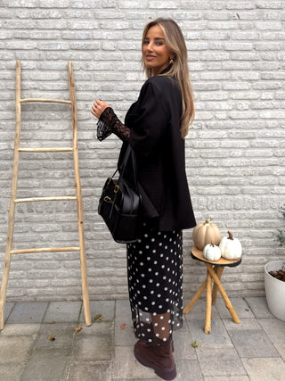 Polka Mesh Skirt / Black & White