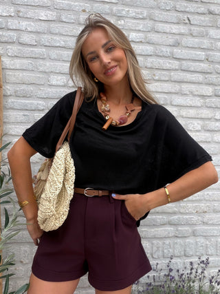 Tailored Belt Short / Bordeaux