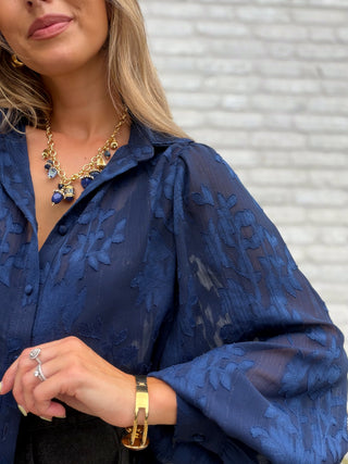 Sheer Detailed Blouse / Blue