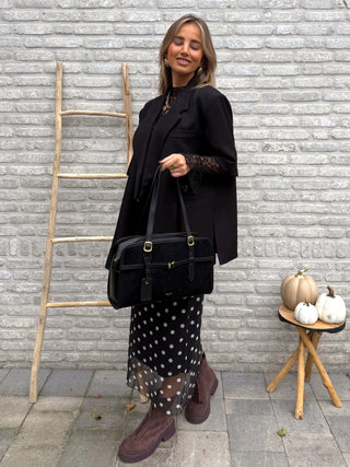 Polka Mesh Skirt / Black & White