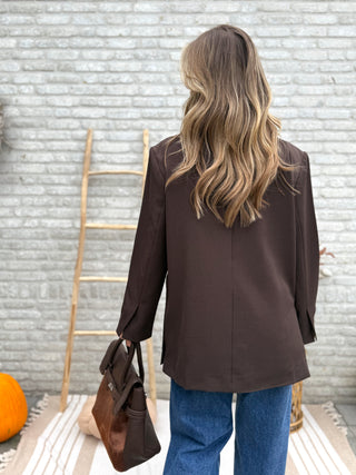 Oversized Chic Longsleeve Blazer / Dark Brown