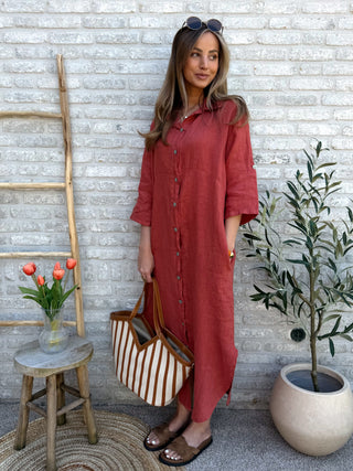 Linen Maxi Dress / Terracotta