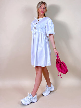 Ribbon Mini Dress / White