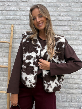 Cow Print Gilet / Brown-White