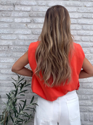 Sleeveless Shoulder Top / Orange