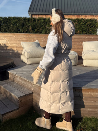 Long Quilted Belted Bodywarmer / Beige