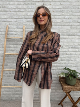 Minimal Chic Check Blazer / Brown-Black