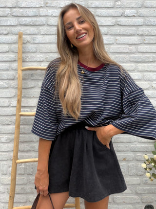 Retro Stripe Tee / Dark Blue