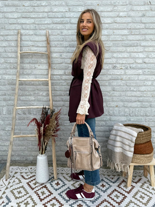 Belted Sleeveless Blazer / Burgundy