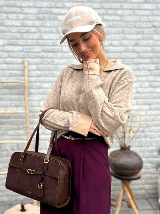 Detailed Polo Knit / Taupe