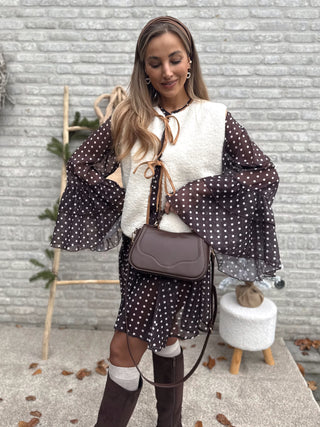 Sherpa Tie Vest / White-Camel