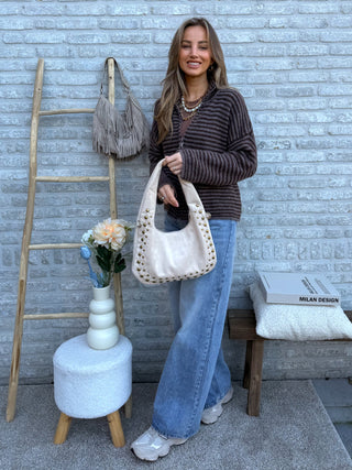 Studded Shoulder Bag / Beige