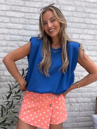 Sleeveless Shoulder Top / Cobalt Blue