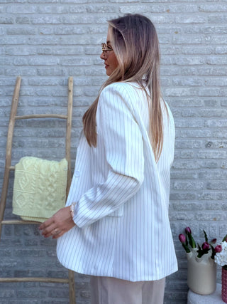 Pinstripe Classic Blazer / White